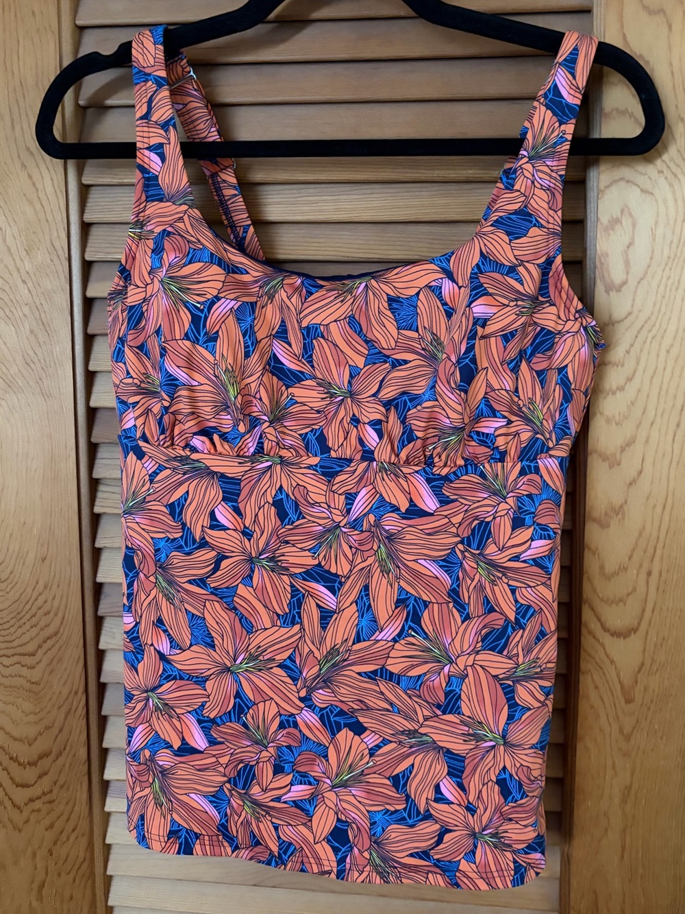 Lands' End Pink and Orange Floral Tankini Top Size 8D